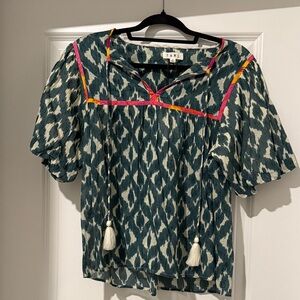THML Teal and Pink Patterned Blouse